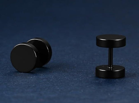 2 Pairs Of 316L Surgical Steel Punk Black & Silver Men Women Barbell Earrings